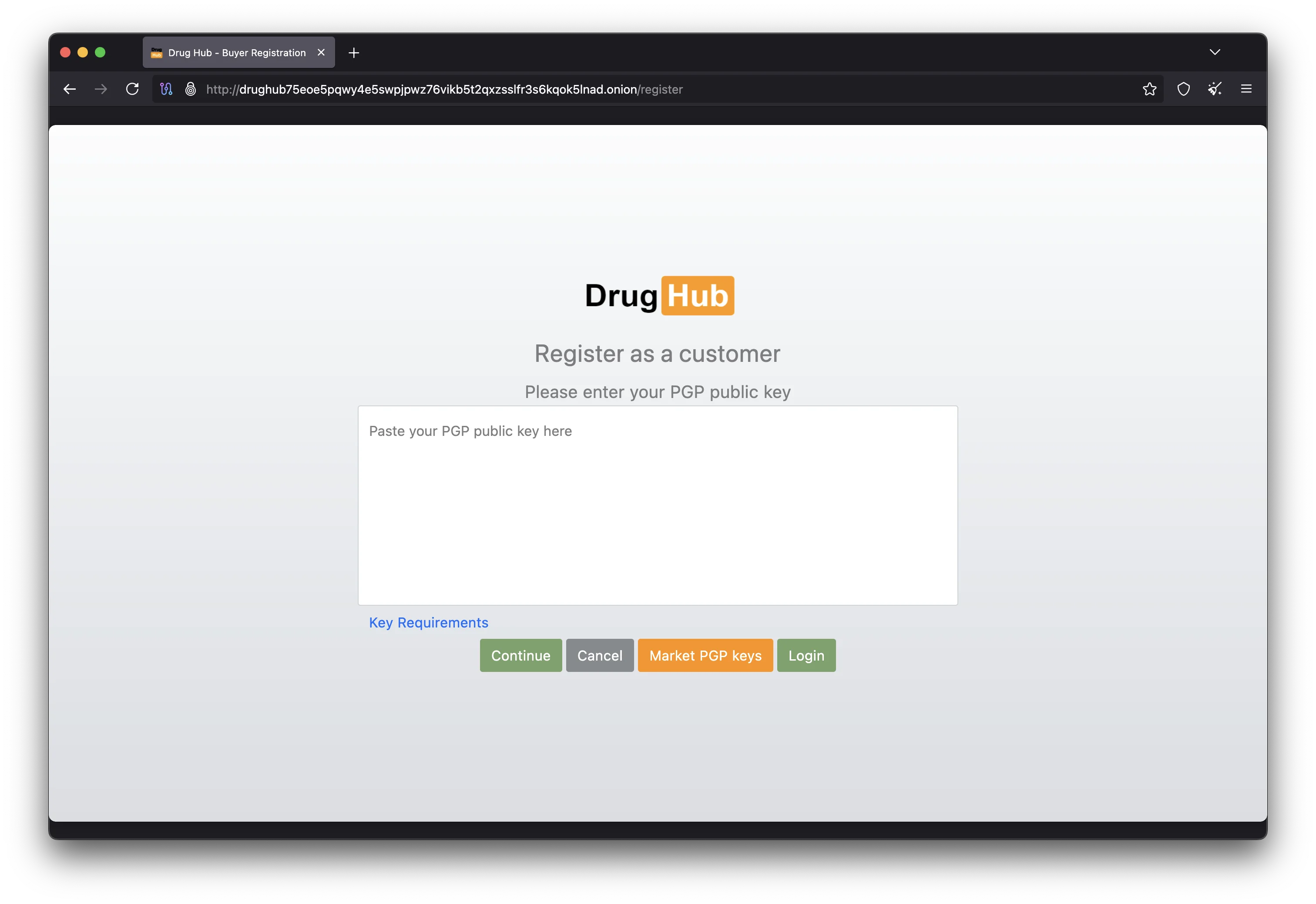 DrugHub marketplace security architecture with multisig escrow diagram and encrypted communication layers